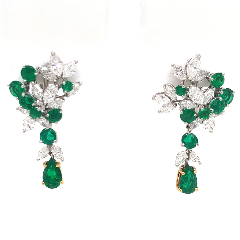 Estate Emerald & Diamond Earrings