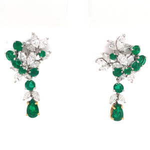 Estate Emerald & Diamond Earrings