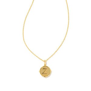 Letter Z Gold Plated Disc Reversible Necklace in Iridescent Abalone by Kendra Scott
