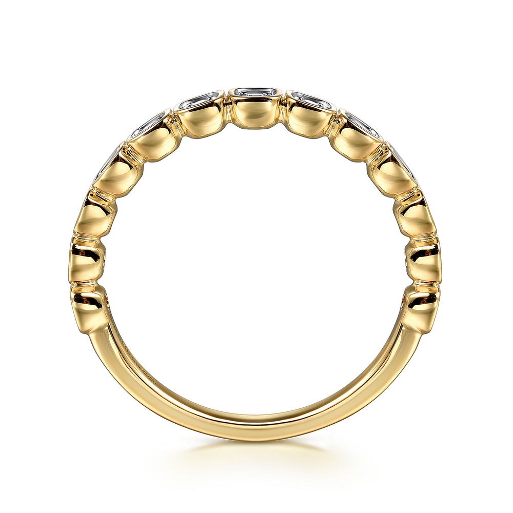 Yellow Gold Bezel Set Diamond Stackable Ring