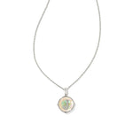 Letter J Silver Disc Reversible Necklace in Iridescent Abalone by Kendra Scott