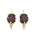 14K Yellow Gold 8x6mm Garnet Earrings with Lever Back