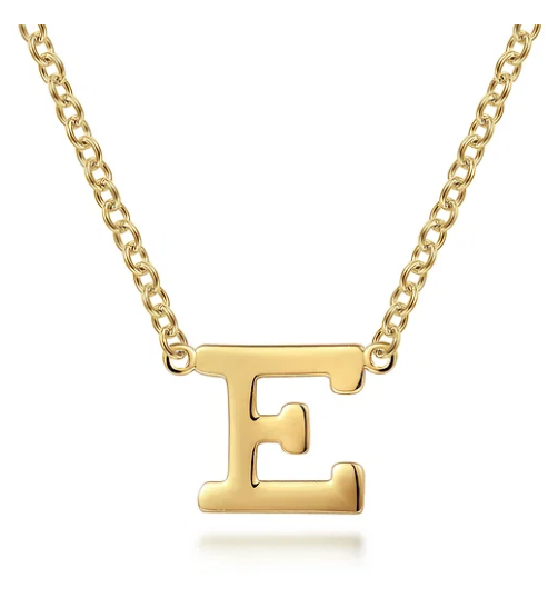 14K Yellow Gold E Initial Necklace 17.5" by Gabriel