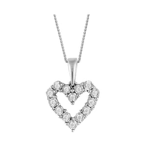 Sterling Silver 0.10cttw Diamond Heart Necklace