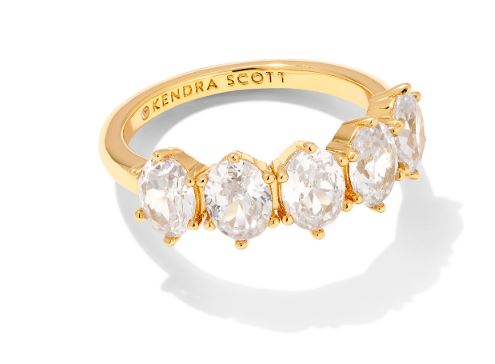 Cailin Gold Plated Metal White CZ Crystal Band Ring Sz 7 by Kendra Scott