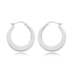 14K White Gold Flat Hoops