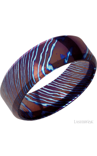 8 mm wide High Bevel Titanium Damascus band.