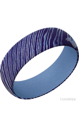 7 mm wide Domed Titanium Damascus band featuring a Crushed Orchid sleeve.