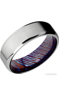 7 mm wide Beveled Cobalt Chrome band featuring a Titanium Damascus sleeve.