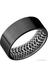8 mm wide Flat Zirconium band featuring a White sleeve.