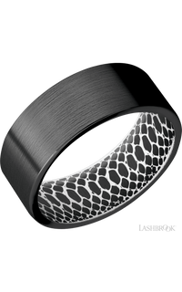 8 mm wide Flat Zirconium band featuring a White sleeve.