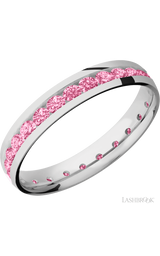 4 mm wide/Domed/Cobalt Chrome band with an Eternity arrangement of .07 carat Round Lab Dark Pink Diamond stones in a Channel setting.
