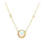 14K Yellow Gold 1.54ct Opal & 0.18cttw Diamond Necklace