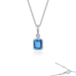 SS/PT 0.91cttw Simulated Diamond & Simulated Blue Topaz Pendant Necklace
