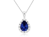 14K White Gold Pear Cut Tanzanite & Diamond Pendant Necklace by RJM