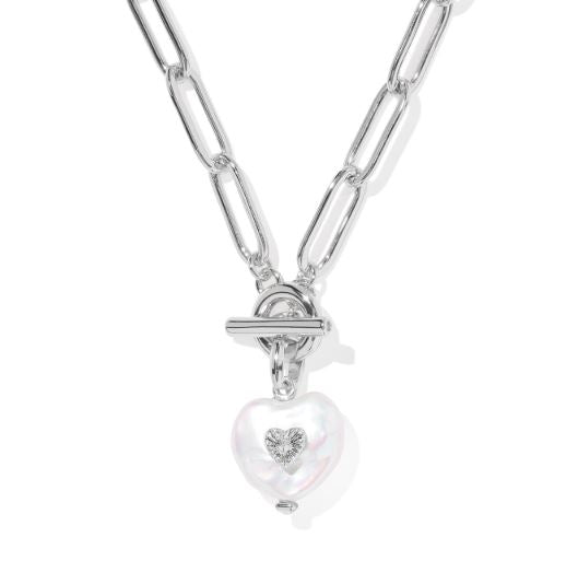 Sasha Heart Silver Freshwater Cultured Pearl Short Pendant Necklace by Kendra Scott