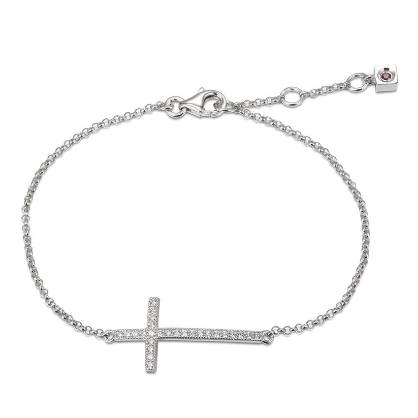 Sterling Silver Rhodium Plated Bracelet with CZ by Elle