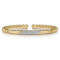 14K Yellow Gold Bujukan Pave Diamond Split Bangle Bracelet by Gabriel