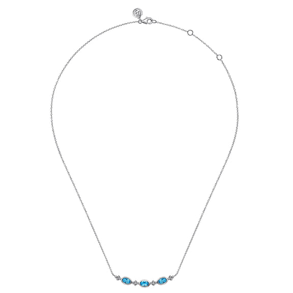 Sterling Silver Bujukan Swiss Blue Topaz Bar Necklace