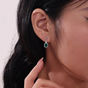 SS/PT 1.82cttw Simulated Diamond & Simulated Emerald Earrings