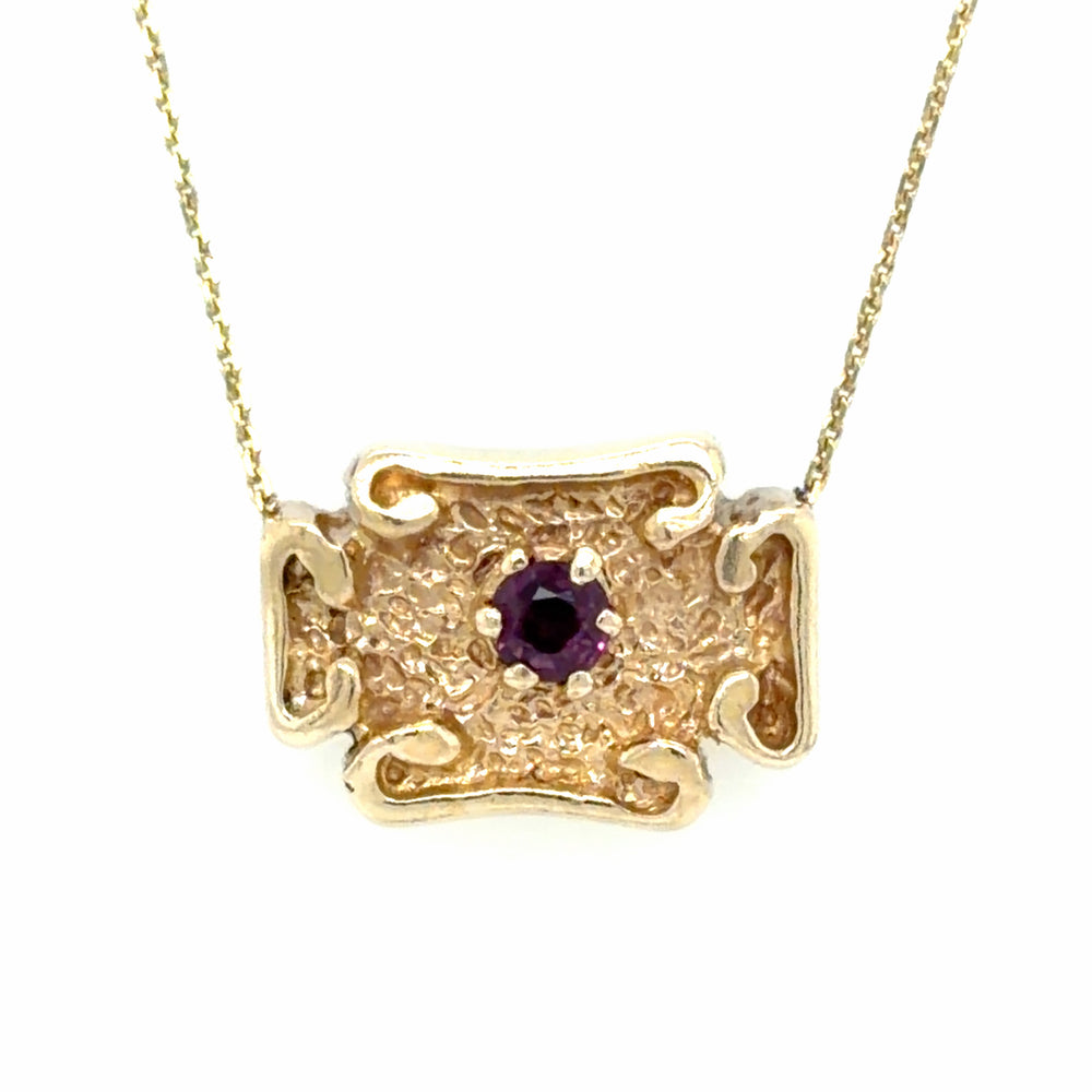 Estate Garnet Rectangular Slide Pendant