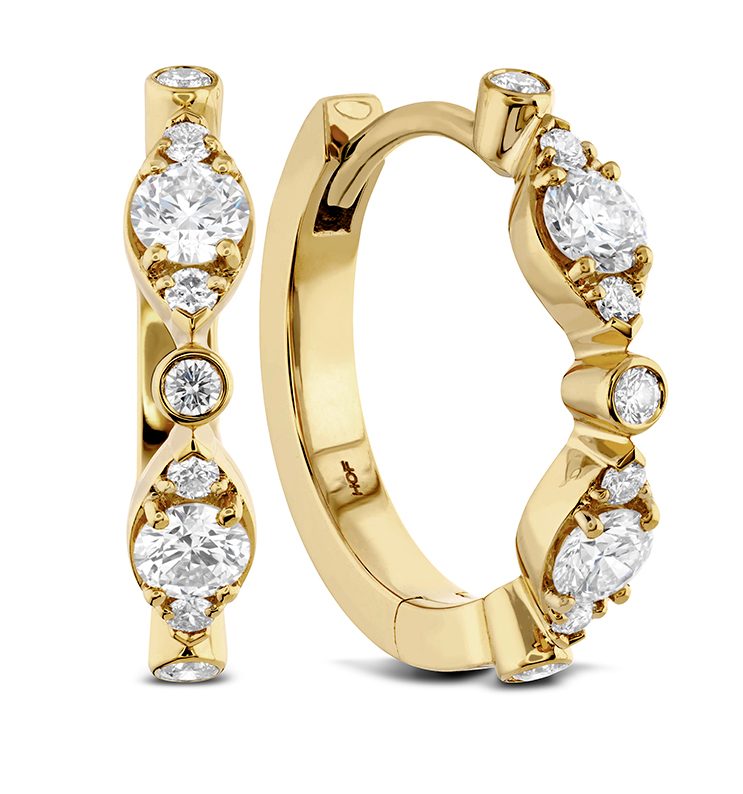 18K Yellow Gold 0.37cttw VS-SI GH Diamond Bezel Regal Huggies by HOF