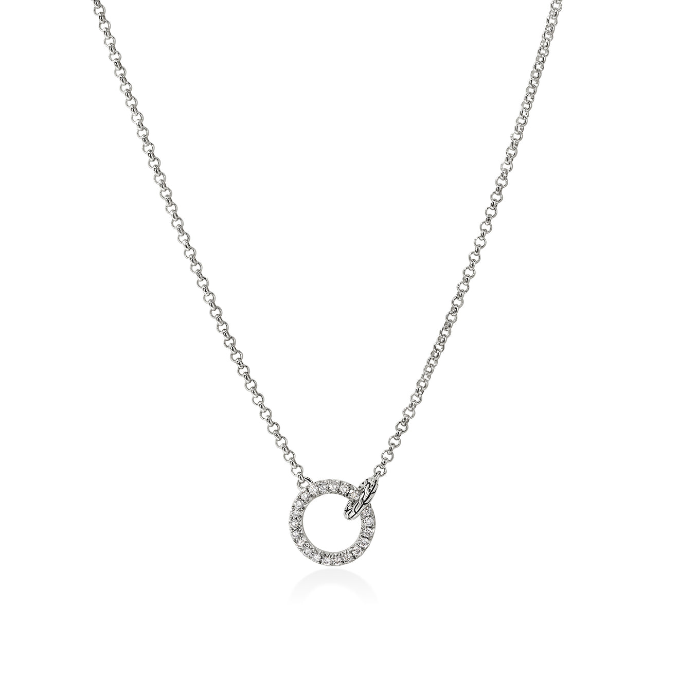 JH Essentials Silver Diamond Pave Interlinking Necklace by John Hardy