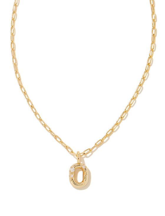 Crystal Letter O Gold Plated White CZ Short Pendant Necklace by Kendra Scott