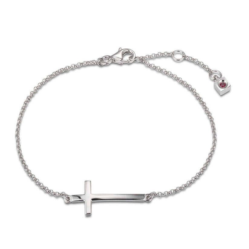 Stamping Sterling Silver Rhodium Plated Cross Bracelet by Elle