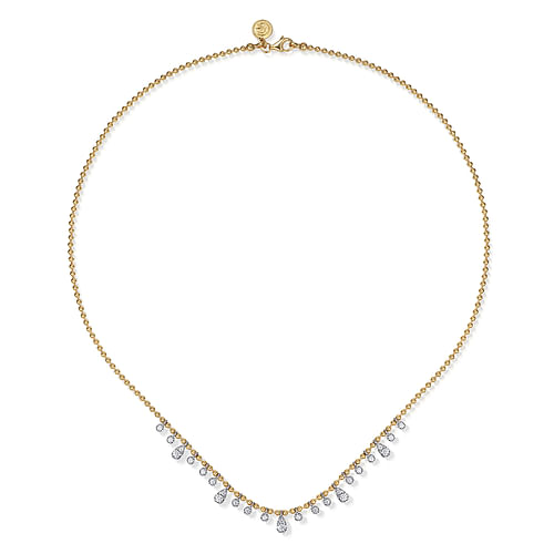 14K White & Yellow Gold Diamond Bujukan Droplet Necklace by Gabriel
