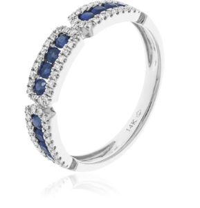 14K White Gold 0.41cttw Sapphire & 0.17cttw Diamond Stackable Ring by Luvente