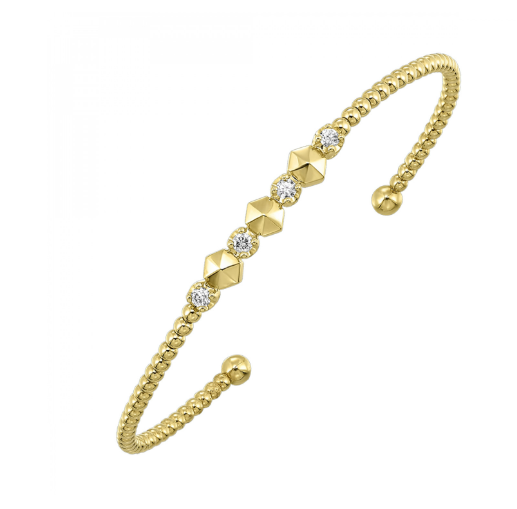 14K Yellow Gold & 0.20cttw Diamond Flexible Bangle