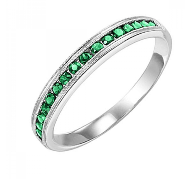14K White Gold 0.33cttw Emerald Ring
