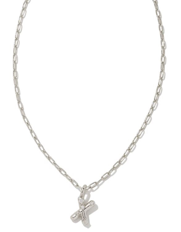 Crystal Letter X Silver White CZ Short Pendant Necklace by Kendra Scott