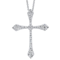 14K White Gold 0.13cttw Diamond Cross Fashion Pendant