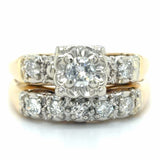 Estate 0.55cttw Diamond Vintage Wedding Set