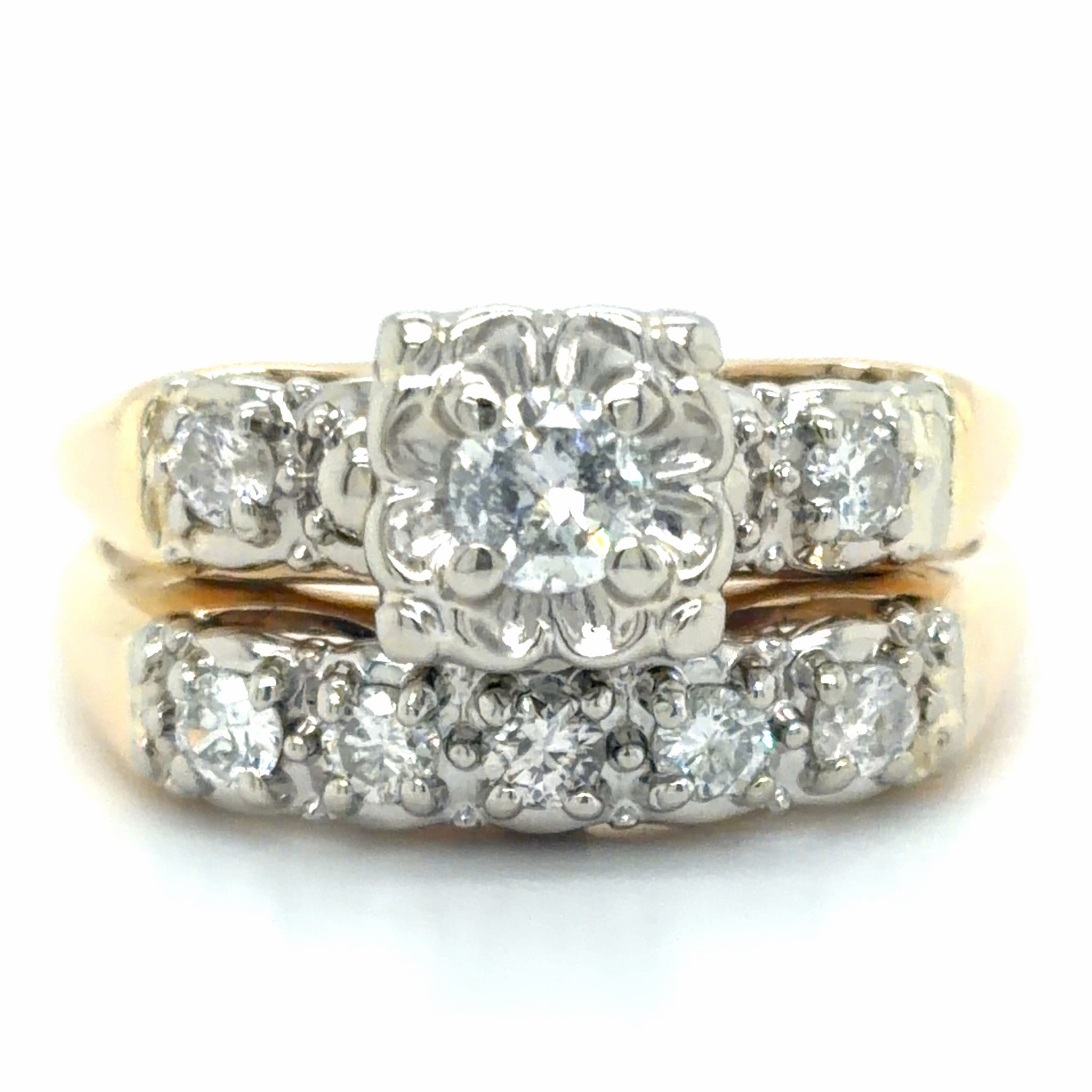 Estate 0.55cttw Diamond Vintage Wedding Set