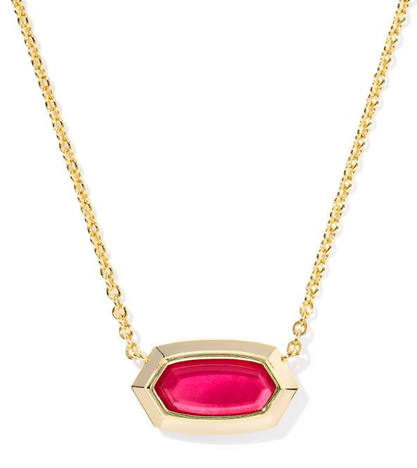 Elisa Gold Plated Carmine Red Illusion Bezel Short Pendant Necklace by Kendra Scott