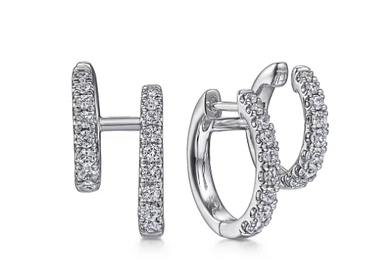 14K White Gold 0.73cttw Diamond Easy Stackable Earrings by Gabriel