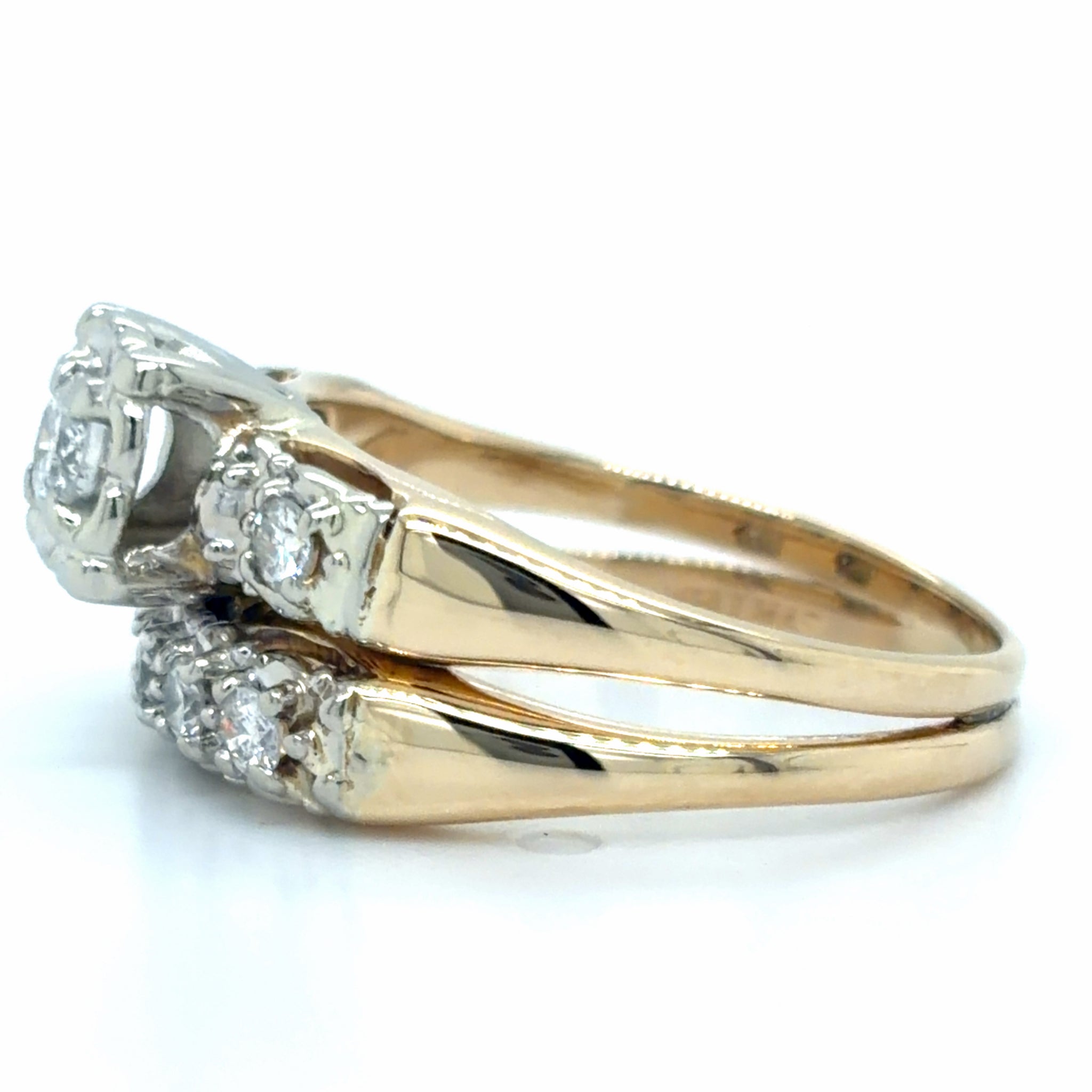 Estate 0.55cttw Diamond Vintage Wedding Set