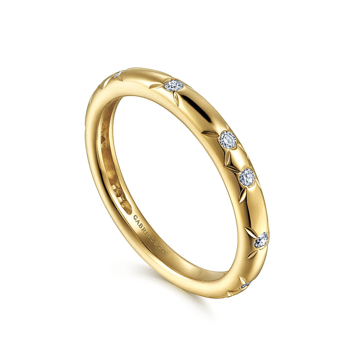 Yellow Gold Diamond Ladies Stackable Ring