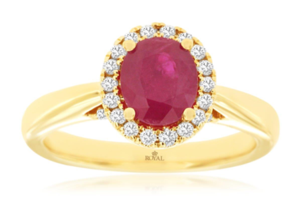 14K Yellow Gold 1.23ct Ruby & 0.34cttw SI1 G-H Diamond Ring by RJM