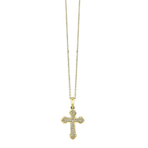 14K Yellow Gold & 0.10cttw Diamond Cross Pendant