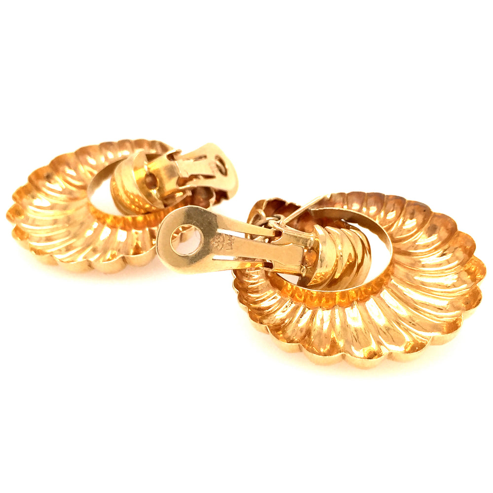 Estate Ribbed Hoop Clip-On Earrings