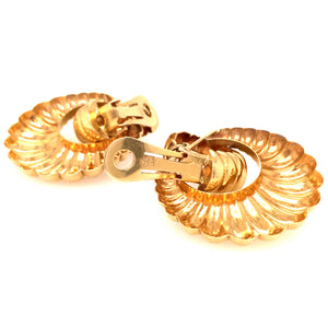 Estate Ribbed Hoop Clip-On Earrings