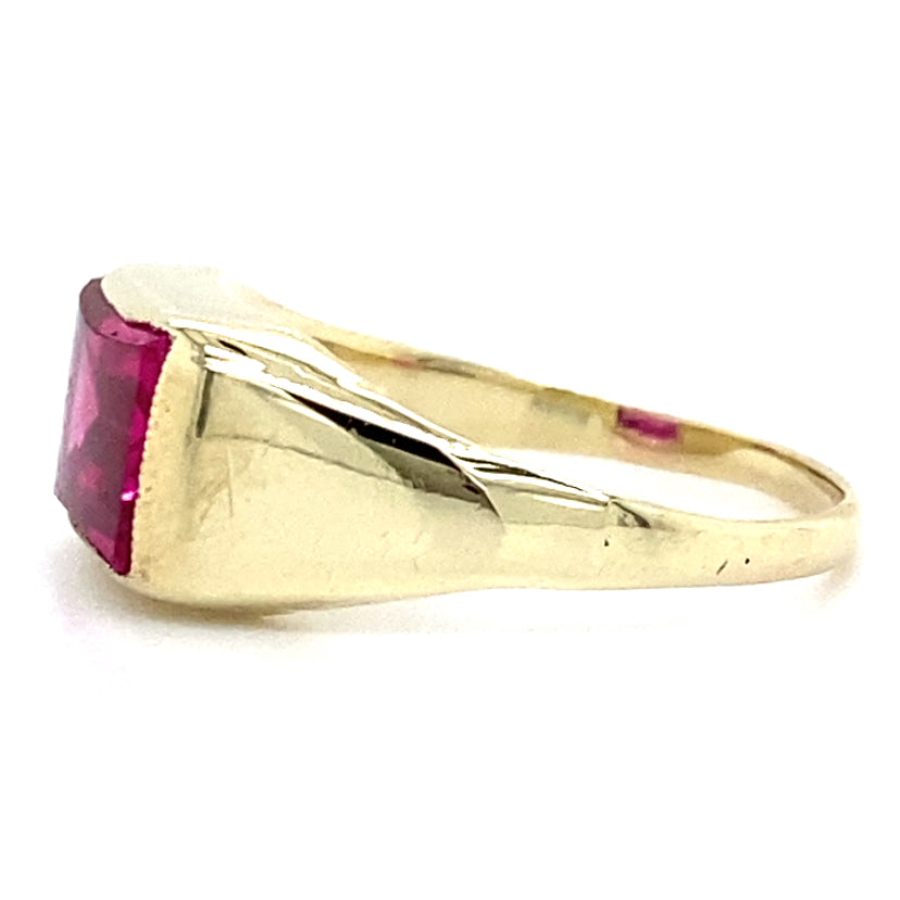 Estate Simulated Ruby Signet Ring