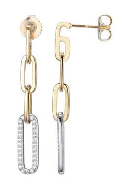 Sterling Silver Yellow Gold Plated Paperclip Drop Earrings by Charles Garnier