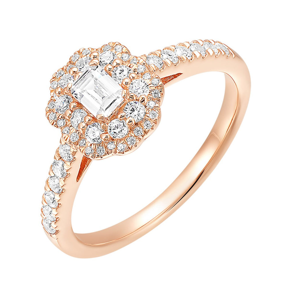 Emerald Cut Vintage Style Diamond Engagement Ring