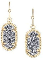 Lee Gold Plated Earring in Platinum Drusy by Kendra Scott
