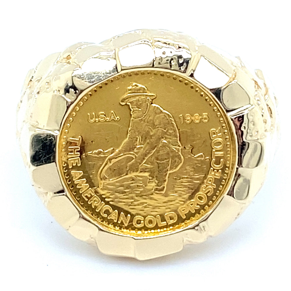 Estate American Gold Prospector Coin Ring